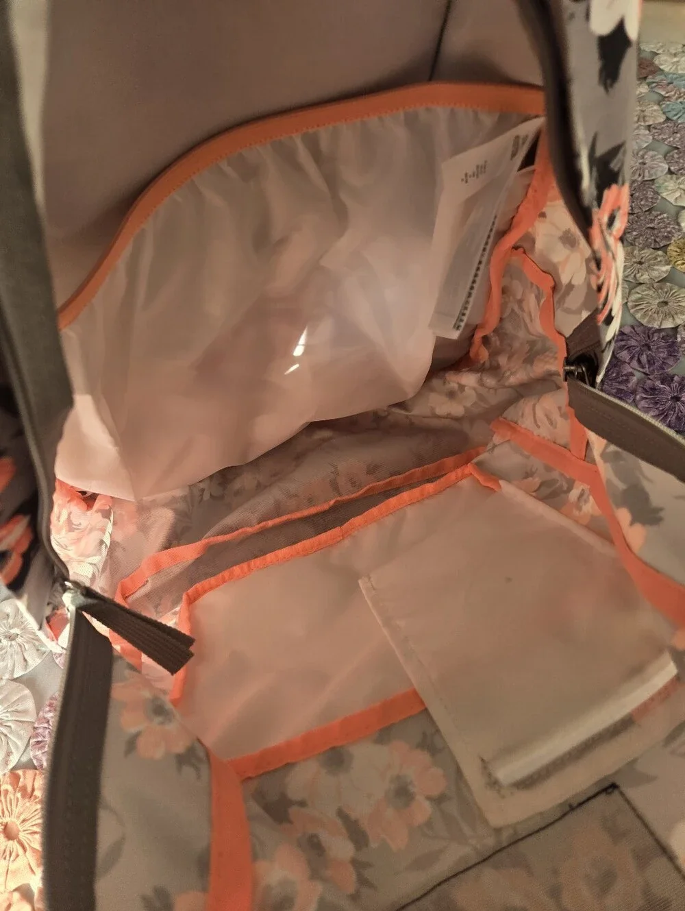 Jansport Floral Backpack Gray, Coral White EUC